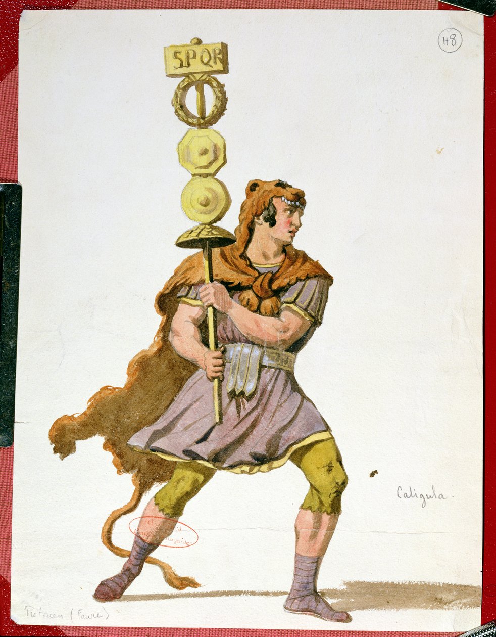 Praetoriánus, jelmezterv Alexandre Dumas (1802-70) „Caligula” című művének első előadásához a Comedie Francaise-ban, 1837. december alkotó: Pierre François Eugène Giraud
