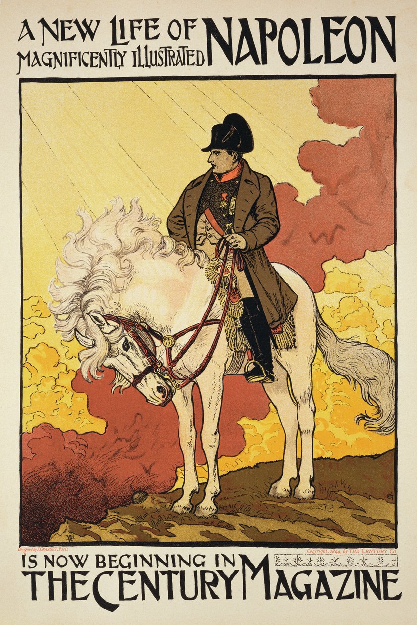 A Century Magazine-ban megjelent "Napóleon új élete" című plakát reprodukciója. alkotó: Eugene Grasset