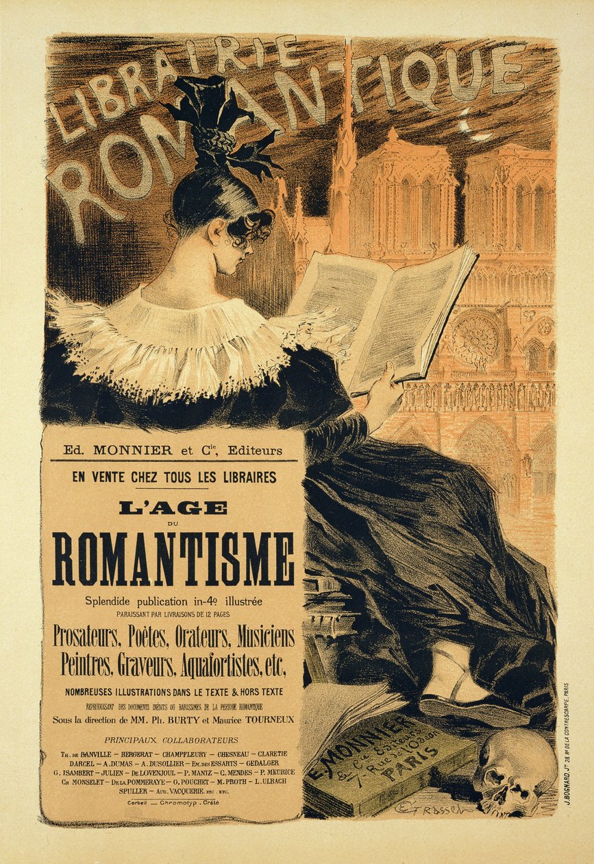 „A romantikus kor” című könyvet hirdető plakát reprodukciója, 1887 (lásd: 127141) alkotó: Eugene Grasset