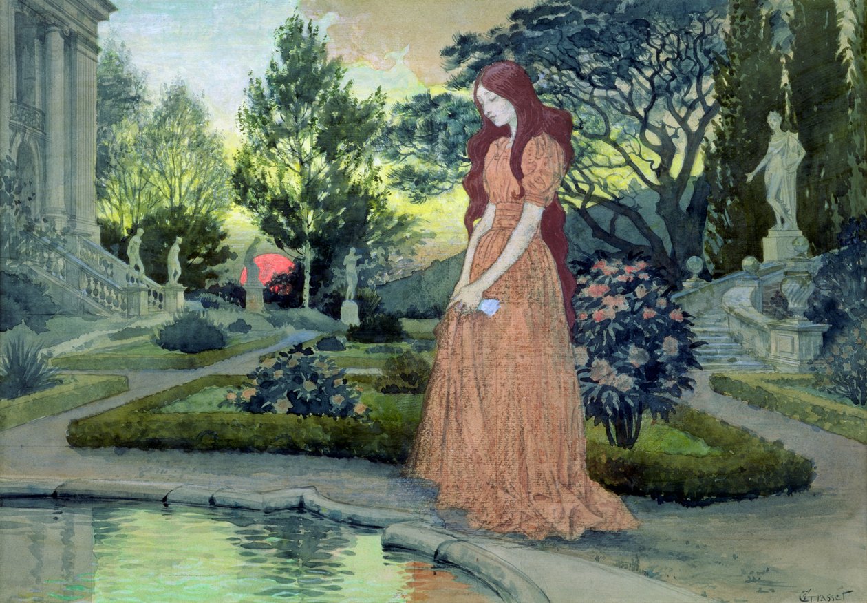 Fiatal lány a kertben alkotó: Eugene Grasset