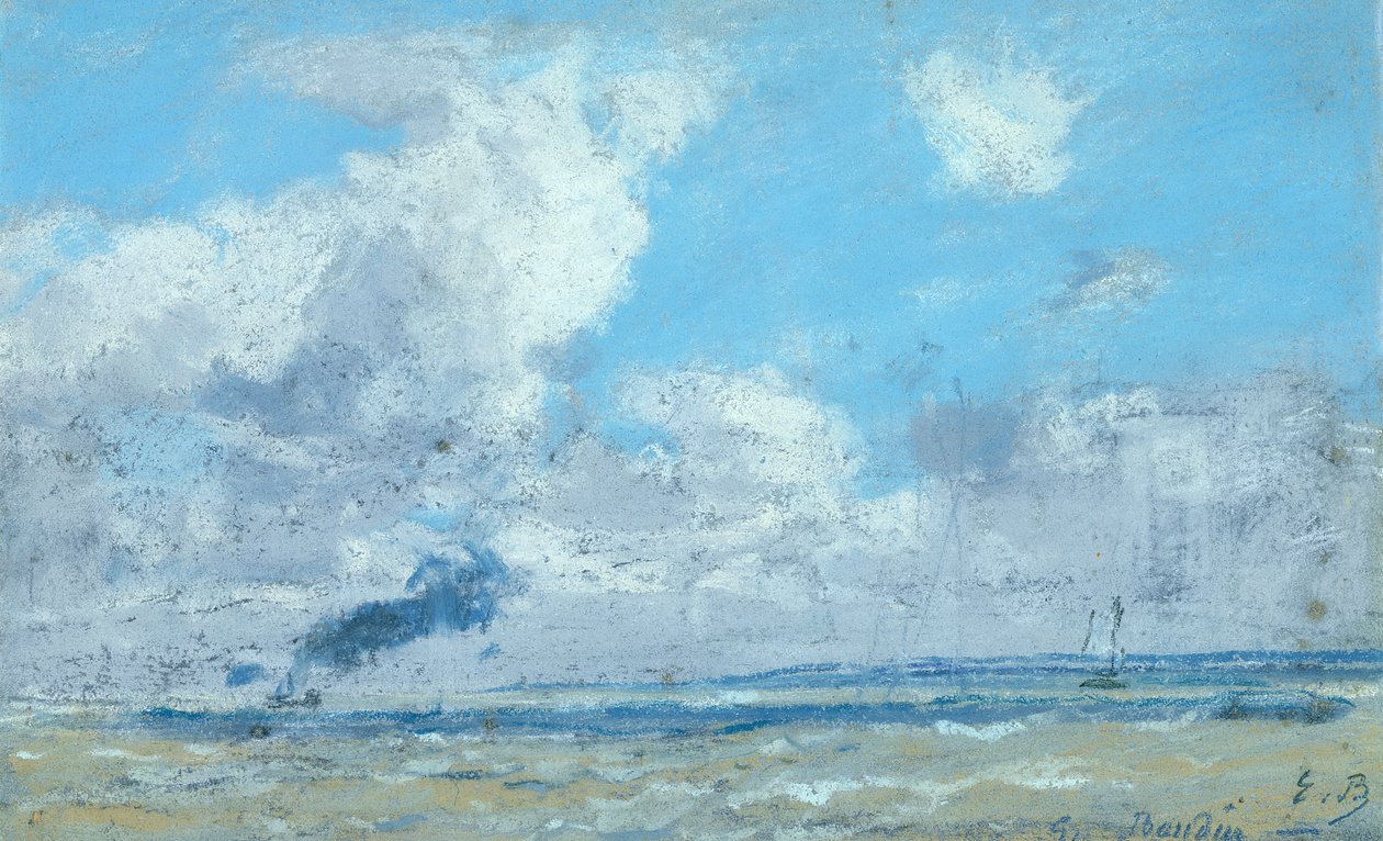 Hajó a Szajna torkolatában (pasztell színű papíron) alkotó: Eugene Louis Boudin