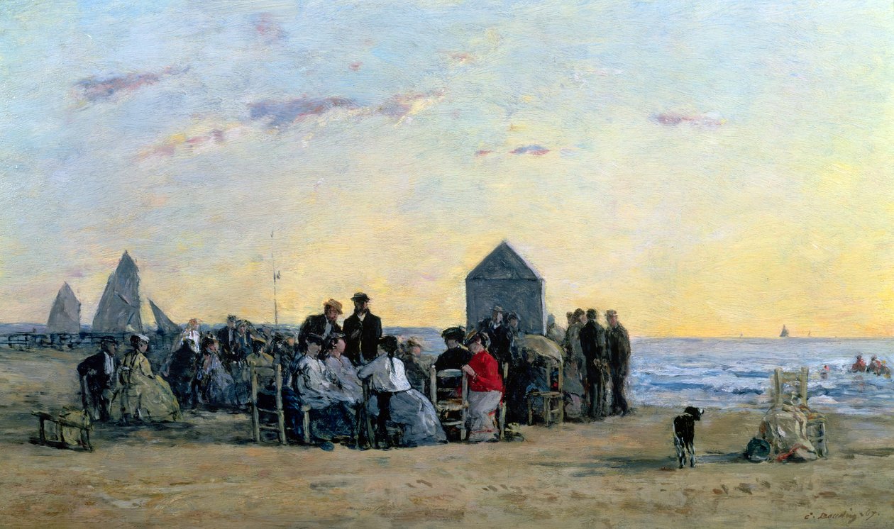 Strandjelenet Trouville-ben – Naplemente, 1867 alkotó: Eugene Louis Boudin