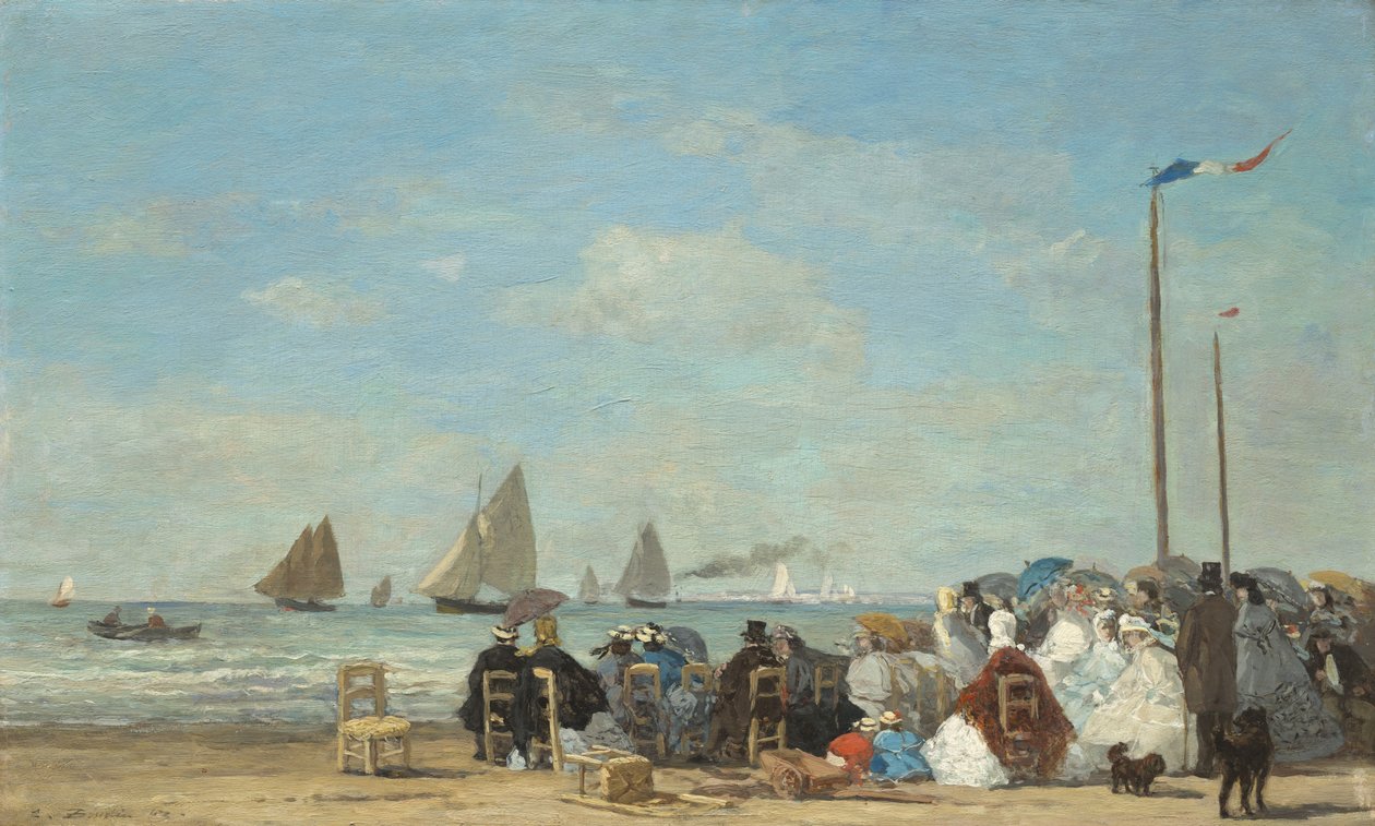 Strandjelenet Trouville-ben, 1863 (olaj, fa) alkotó: Eugene Louis Boudin