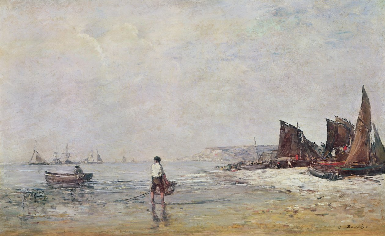 Halász Villerville-ben, apály idején alkotó: Eugene Louis Boudin