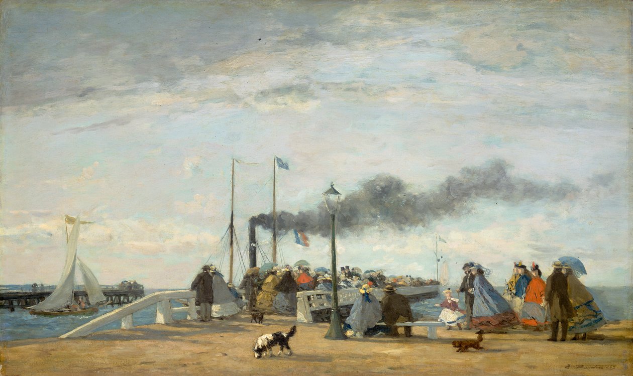 Trouville-i móló és rakpart, 1863 (olaj, fa) alkotó: Eugene Louis Boudin