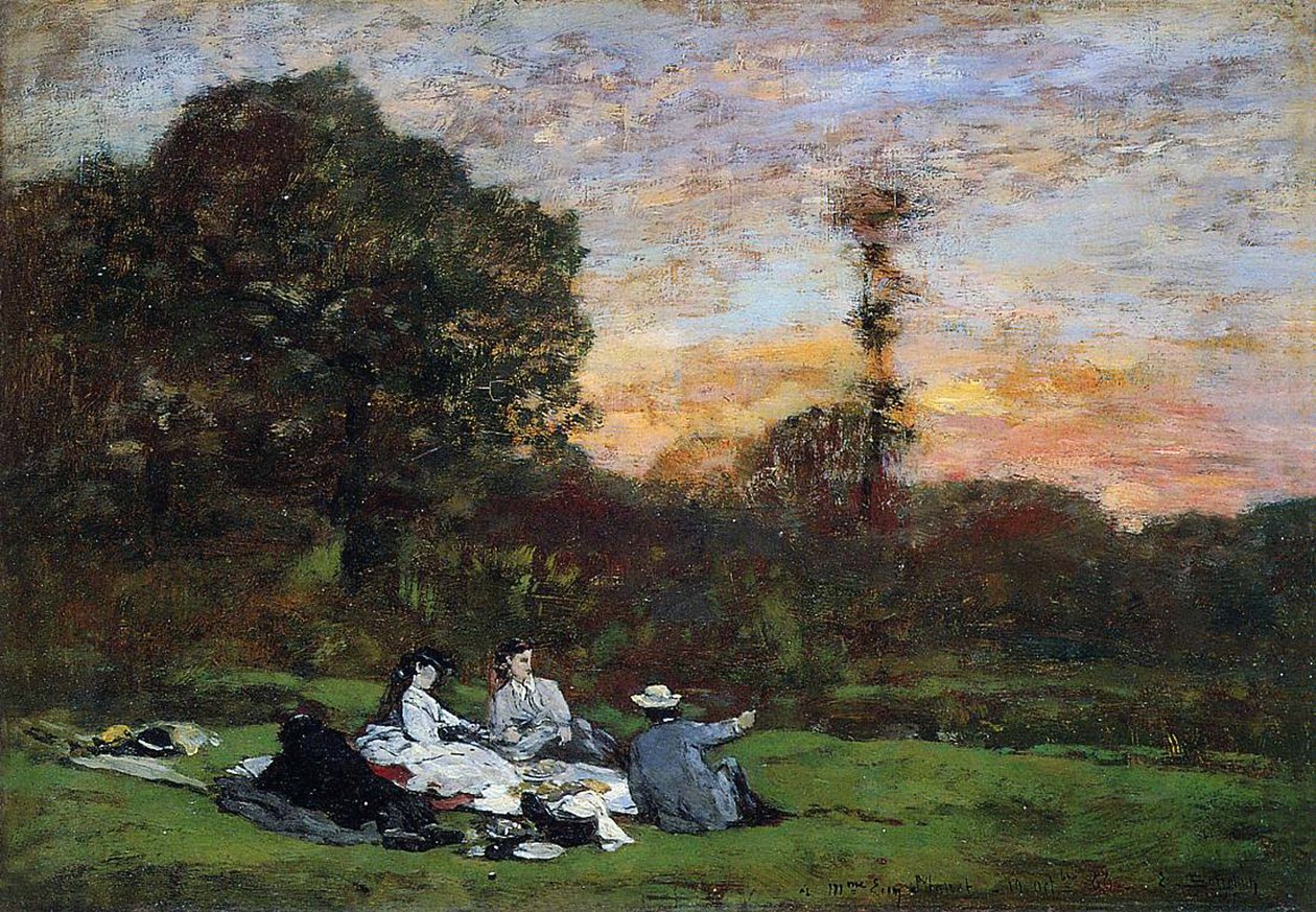 A Manet család piknikezik, 1866 alkotó: Eugene Louis Boudin
