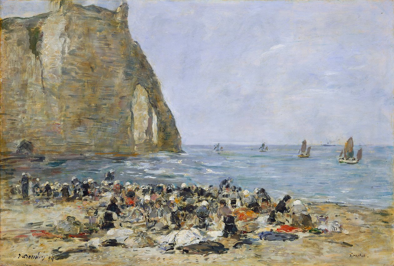 Mosók az etretati tengerparton, 1894 (olaj, fa) alkotó: Eugene Louis Boudin