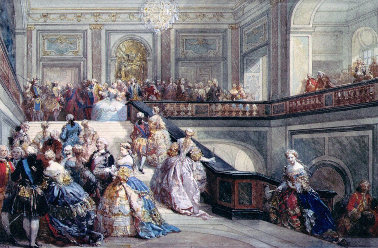 Ünnepély a Versailles-i kastélyban a Dauphin házassága alkalmából 1745-ben alkotó: Eugene Louis Lami