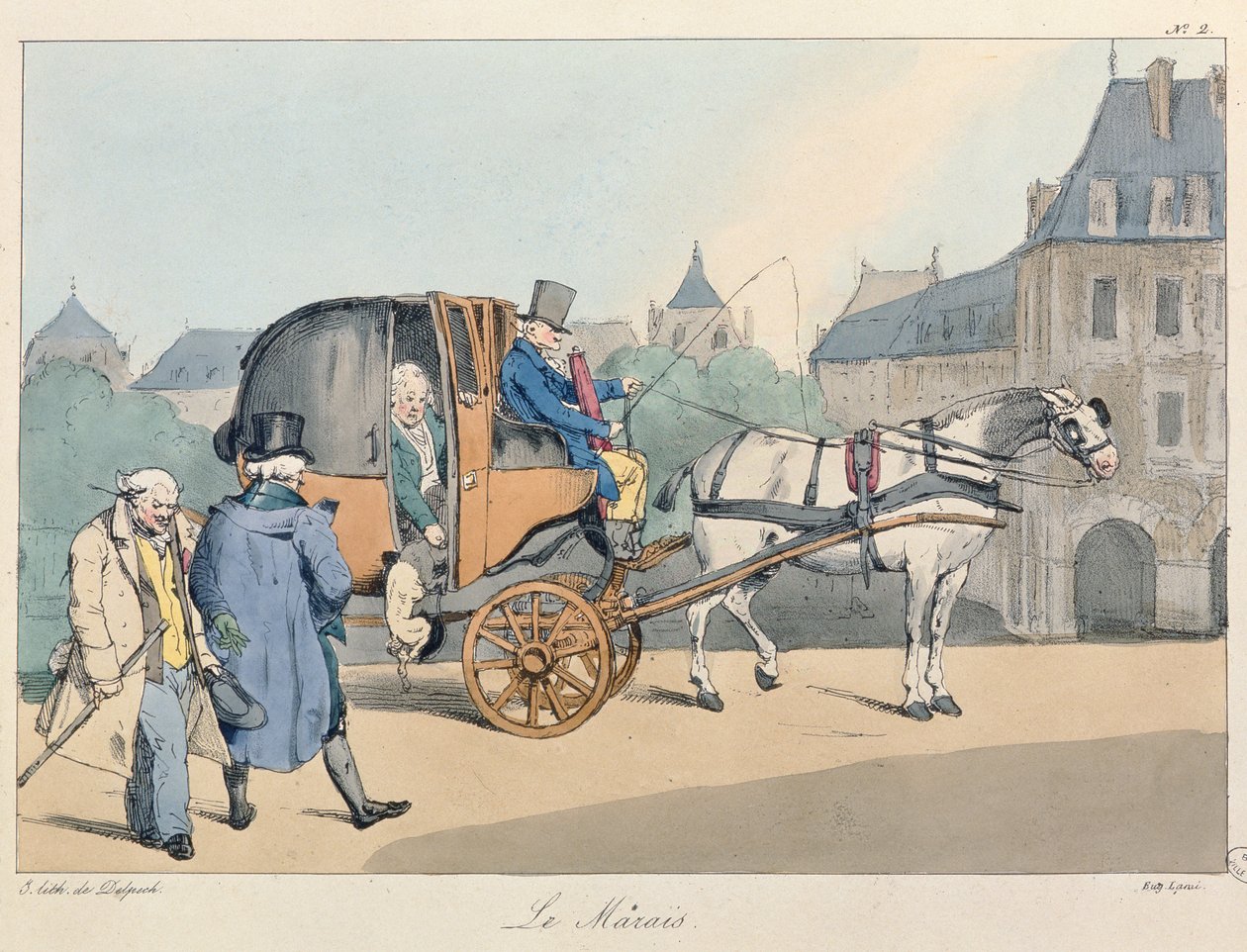 Le Marais, 1825 körül (színes litó) alkotó: Eugene Louis Lami