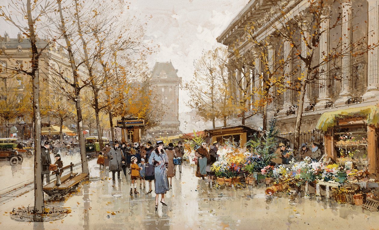 Párizs utca ősszel alkotó: Eugene Galien Laloue