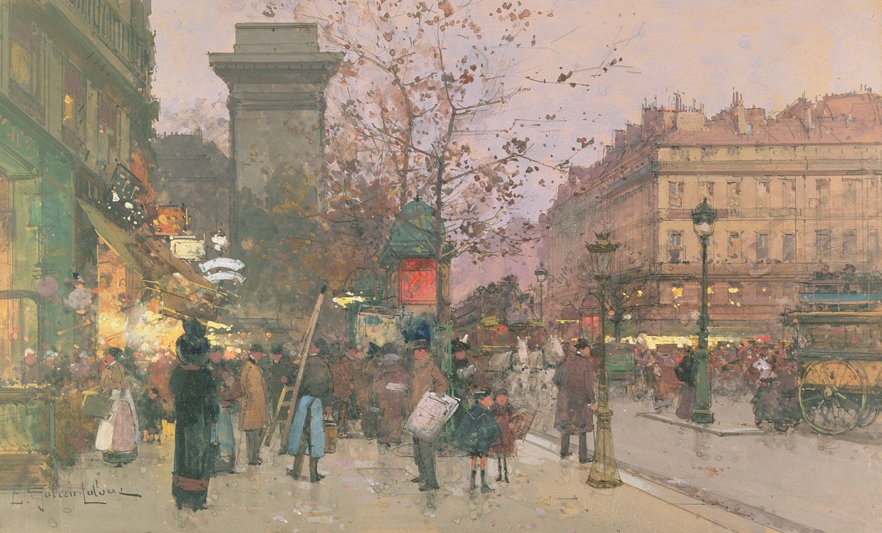 Porte Saint Denis (papír nélkül) alkotó: Eugene Galien Laloue