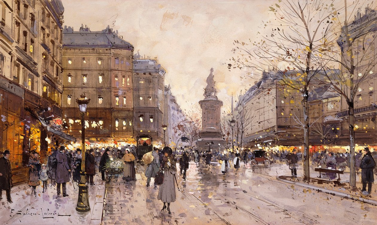 Egy őszi este Párizsban alkotó: Eugene Galien Laloue