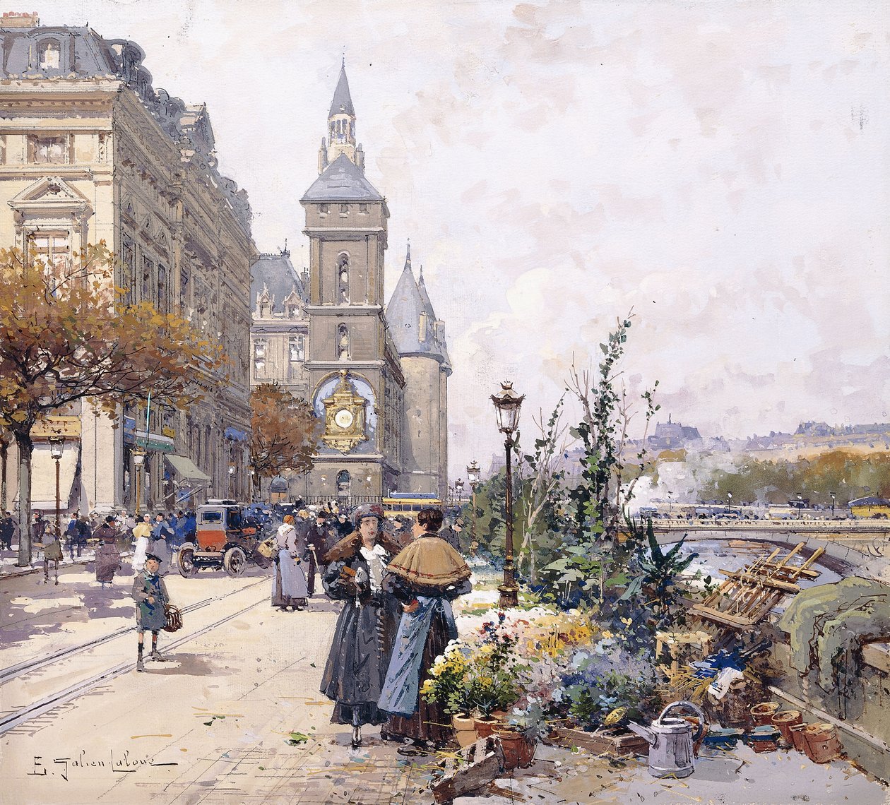 A Quai aux Fleurs és a Hotel alkotó: Eugene Galien Laloue
