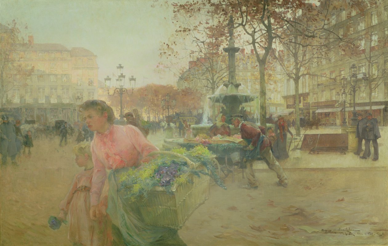 Place du Theatre Francais, Párizsban alkotó: Eugene Galien Laloue