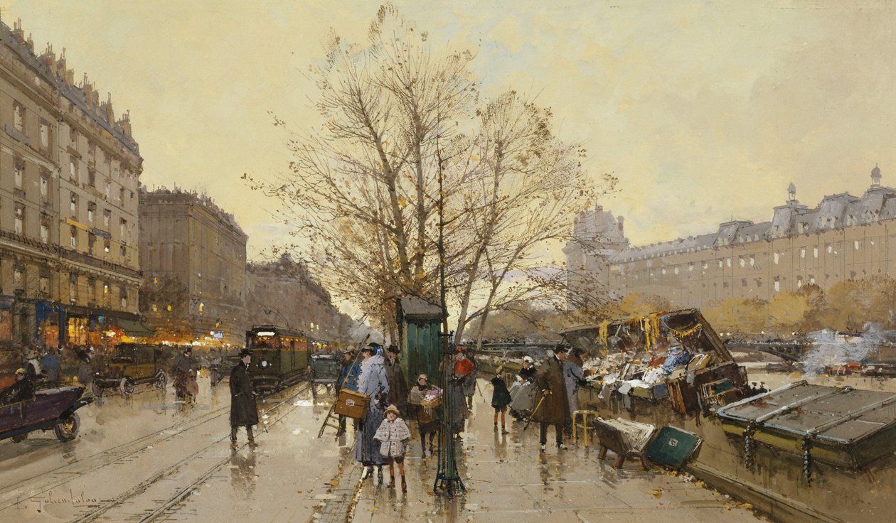 Párizs dokkjai; Les Quais a Paris alkotó: Eugene Galien Laloue
