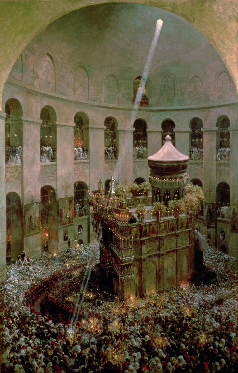 A Szent Sír-templom, Jeruzsálem: Fetes de Flambeaux alkotó: Eugene Alexis Girardet