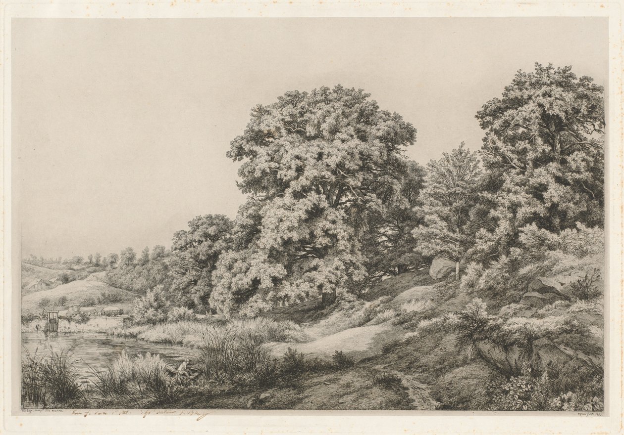 Tölgyek egy tó mellett, 1852. alkotó: Eugene Bléry