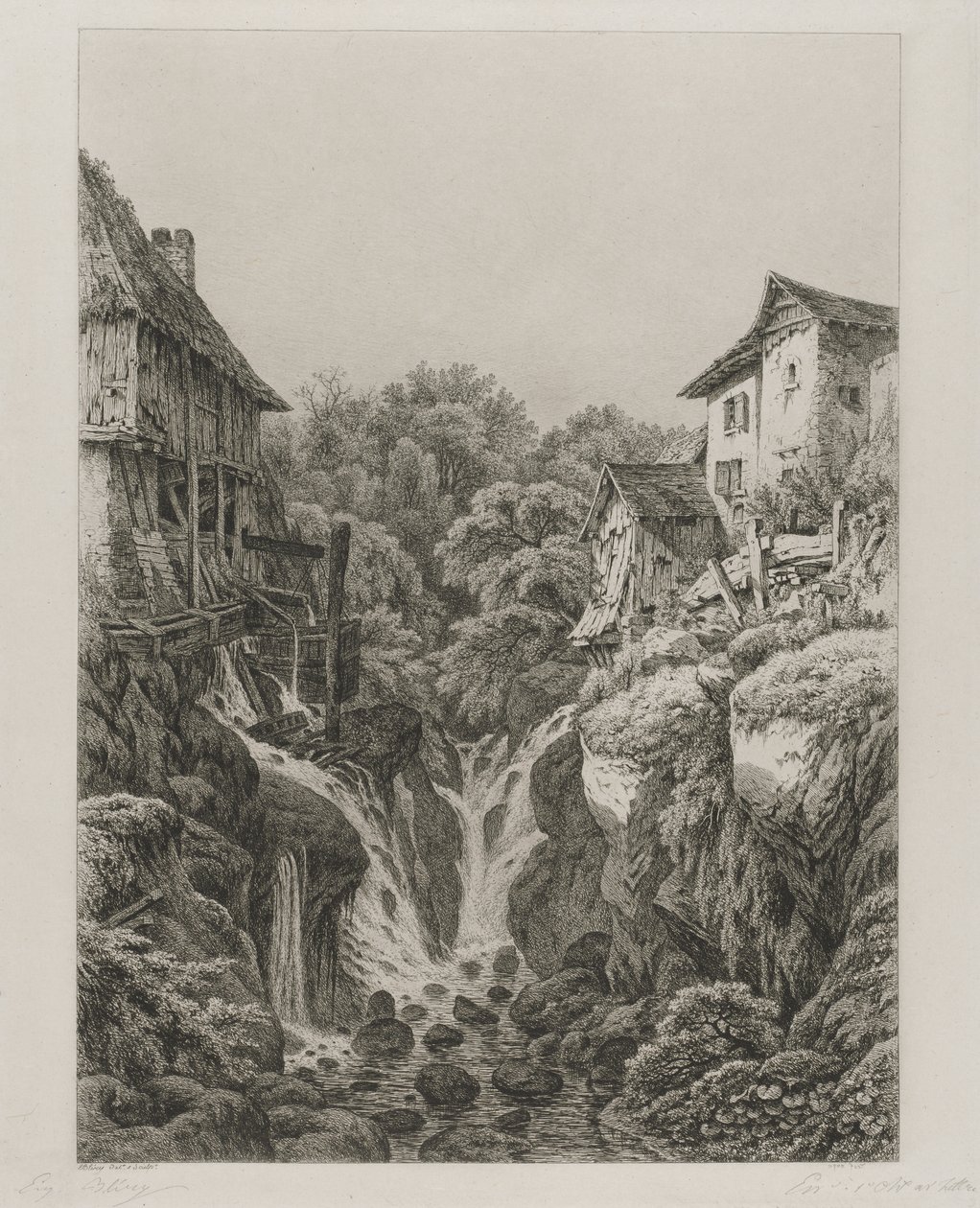 Grésy malma és vízesése Aix-les-Bains közelében alkotó: Eugene Bléry