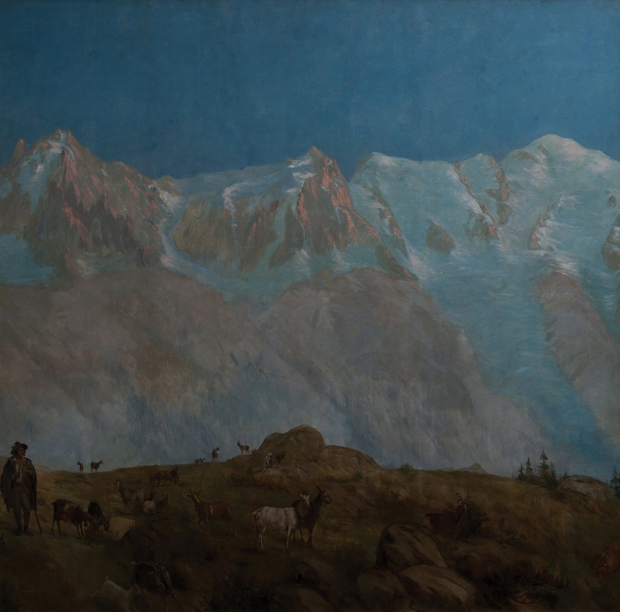 A Mont Blanc, az Aiguilles du Midi du Plan (olaj, vászon) alkotó: Eugene Bourgeois
