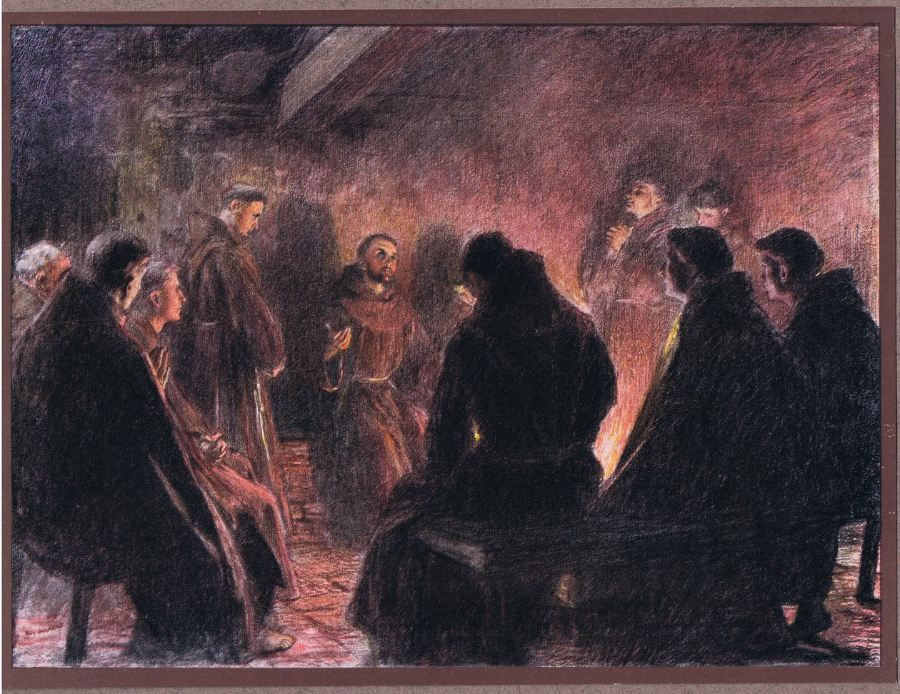 Szent Ferenc és a barátok Isten beszéde, 1919 alkotó: Eugene Burnand