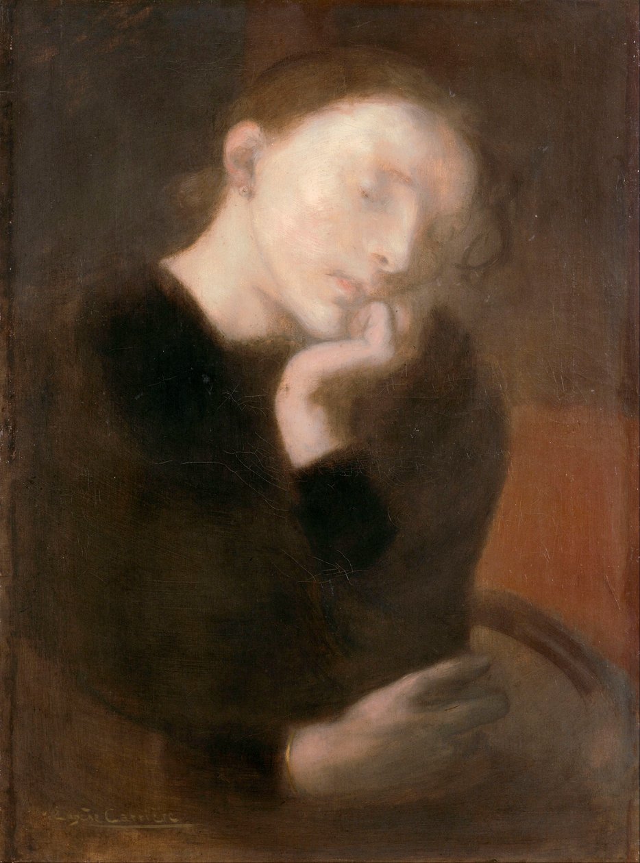 Meditáció par Carriere, Eugene (1849-1906), kb 1892 - Olaj, vászon, 65,5x48,7 - Ohara Művészeti Múzeum, Kurashiki alkotó: Eugène Carrière