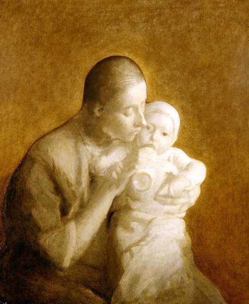 Anya és gyermeke (olaj, vászon) alkotó: Eugène Carrière