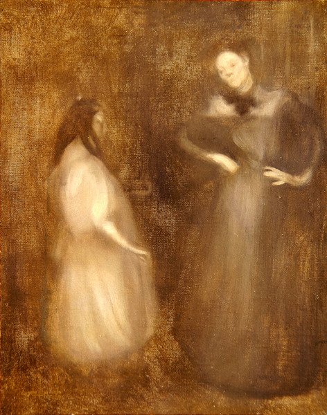 Anya és lánya, hegedűlecke (olaj, vászon) alkotó: Eugène Carrière