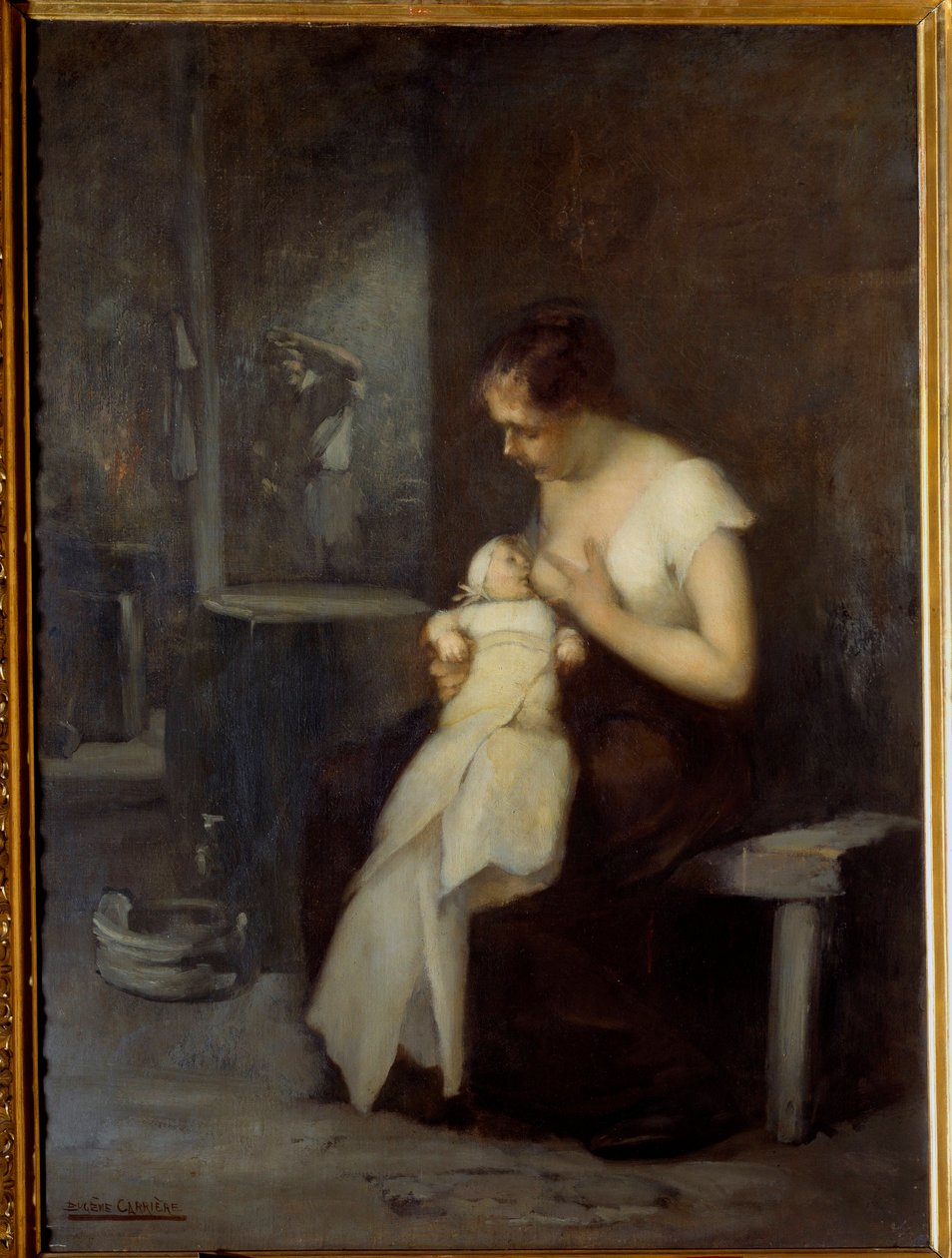 Eugene Carriere (1849-1906) szoptatós nő festménye 1879 V. 0,81x0,59 m Rouen, Musee des Beaux Arts alkotó: Eugène Carrière