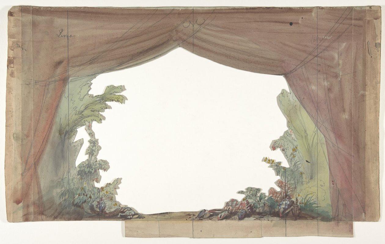 Színpadi díszlet az Opérában, Párizs, 1830-90. alkotó: Eugene Ciceri