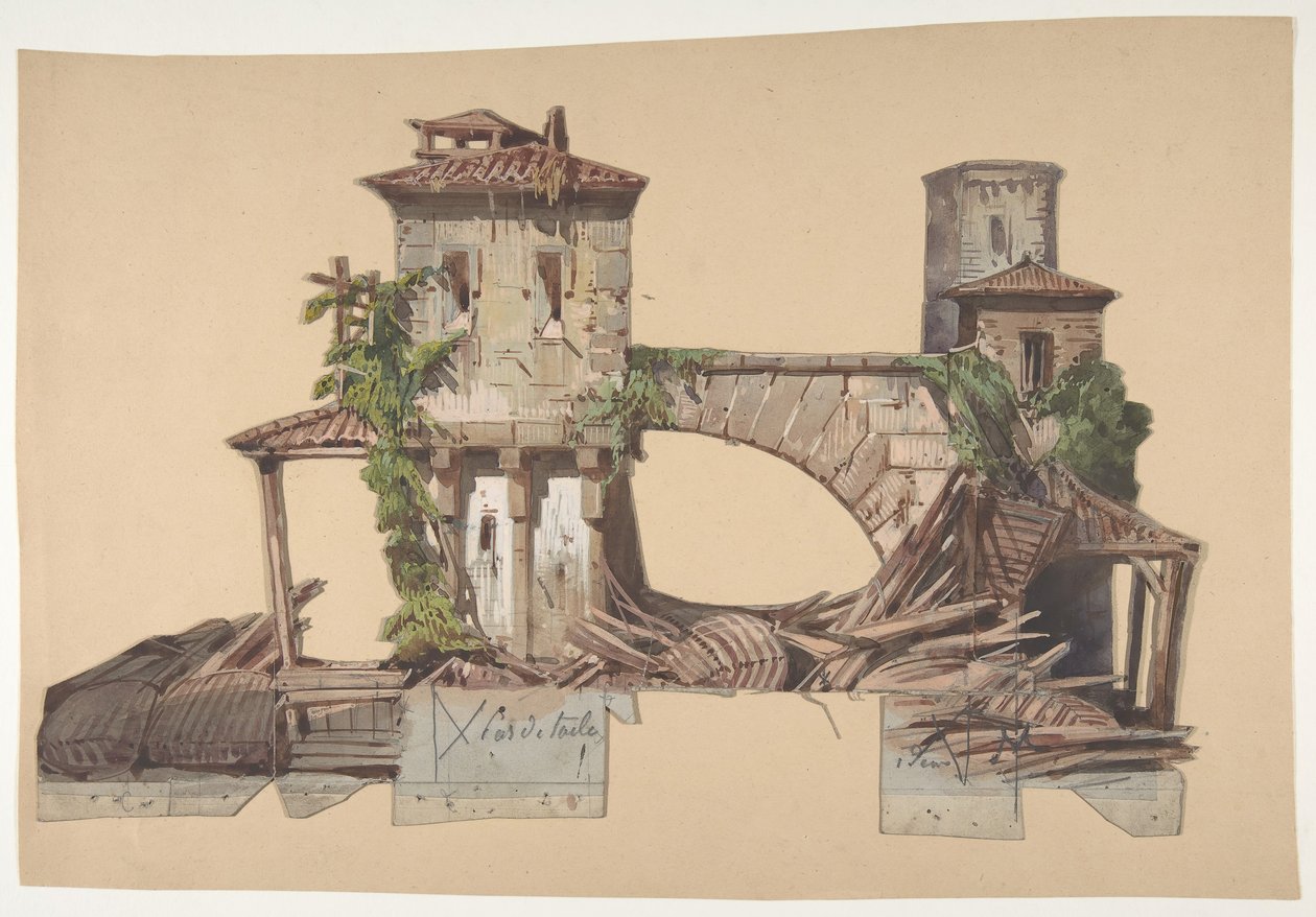Színpadi díszlet az Opérában, Párizs, 1830-90. alkotó: Eugene Ciceri