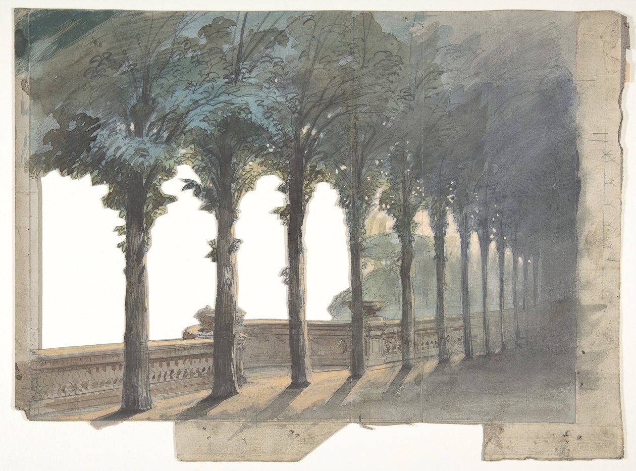 Színpadi díszlet az Opérában, Párizs, 1830-90. alkotó: Eugene Ciceri
