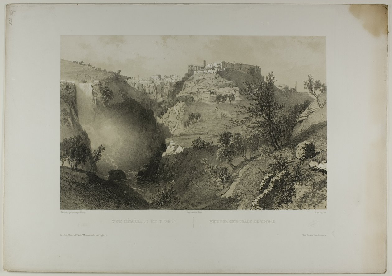 Tivoli általános képe, tizenhetedik tábla az Italie Monumentale et Pittoresque-től alkotó: Eugene Ciceri