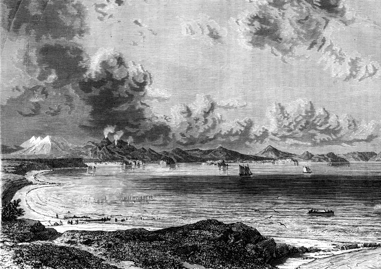 Taupo-tó, Északi-sziget, Új-Zéland, 1886. alkotó: Eugene Ciceri