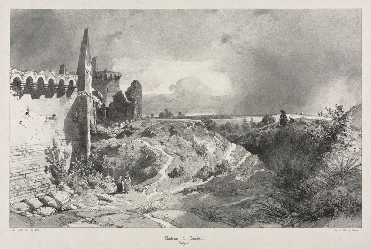 Festői és romantikus utazások az ókori Franciaországban. Bretagne: Chateau de Susinio alkotó: Eugene Ciceri
