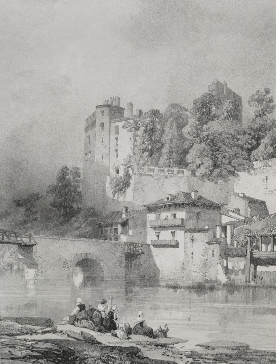 Festői és romantikus utazások az ókori Franciaországban. Bretagne: Chateau de Clisson alkotó: Eugene Ciceri