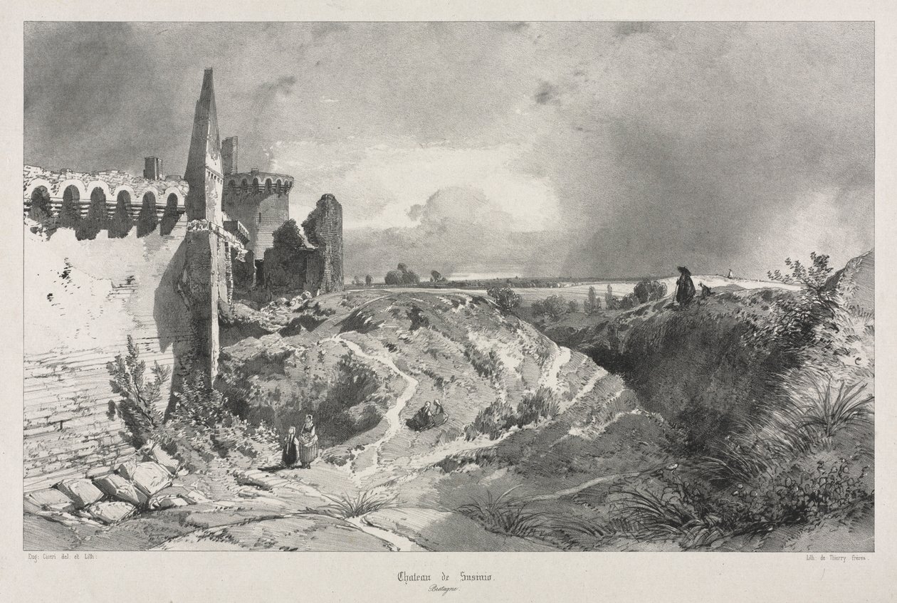Festői és romantikus utazások az ókori Franciaországban. Bretagne: Chateau de Susinio. alkotó: Eugene Ciceri