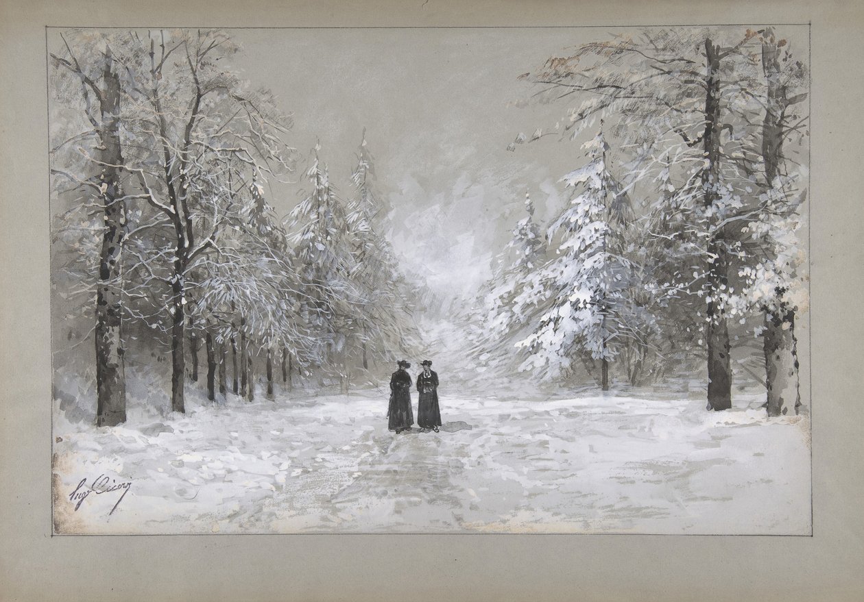 Téli jelenet két férfival, 1830-90. alkotó: Eugene Ciceri