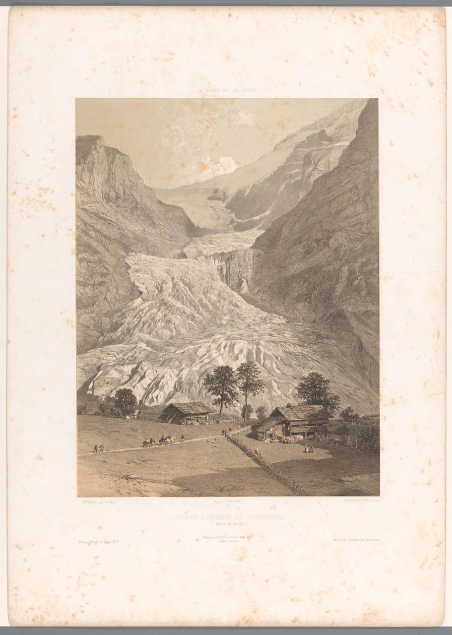 Kilátás a High Grindelwald-gleccserre Glacier Superior de Grindelwald (cím az objektumon) Arcok Svájcban és Savoyában (sorozat címe) La Suisse et la Savoie (sorozat címe az objektumon) alkotó: Eugene Ciceri