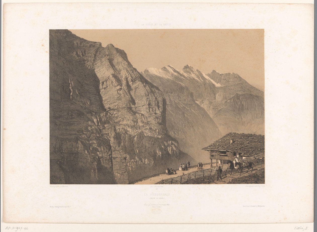 Kilátás a Wengernalpra La Wengernalp (cím az objektumon) Arcok Svájcban és Savoyában (sorozat címe) La Suisse et la Savoie (sorozat címe az objektumon) alkotó: Eugene Ciceri