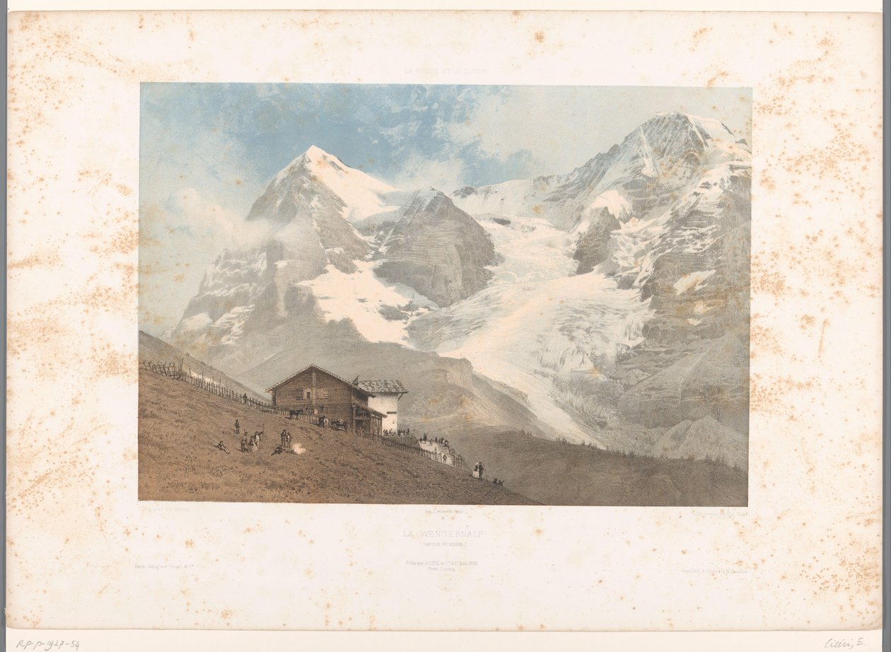 Kilátás a Wengernalpra La Wengernalp (cím az objektumon) Arcok Svájcban és Savoyában (sorozat címe) La Suisse et la Savoie (sorozat címe az objektumon) alkotó: Eugene Ciceri