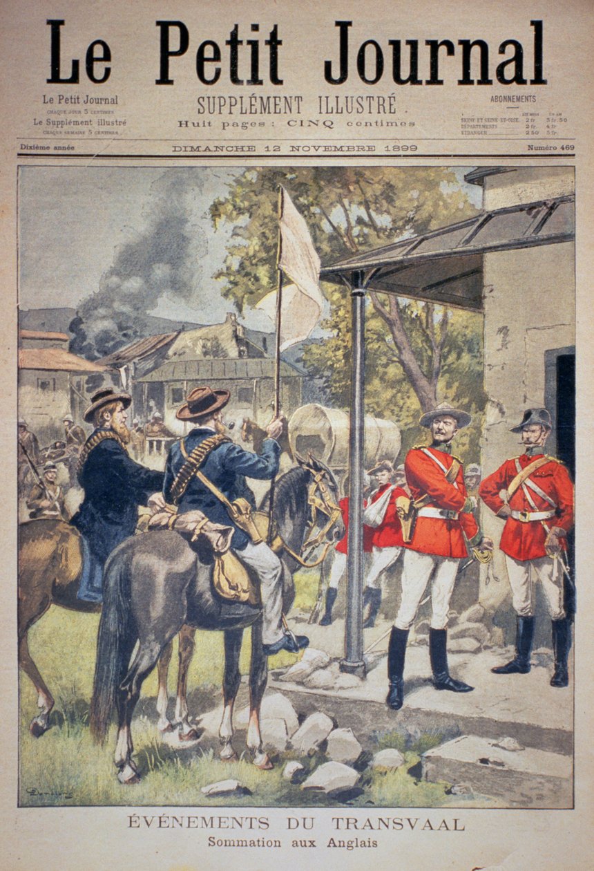 Események a Transvaalban: Idézés az angolokhoz, a Le Petit Journal címlapja, 1899. november 12. alkotó: Eugene Damblans