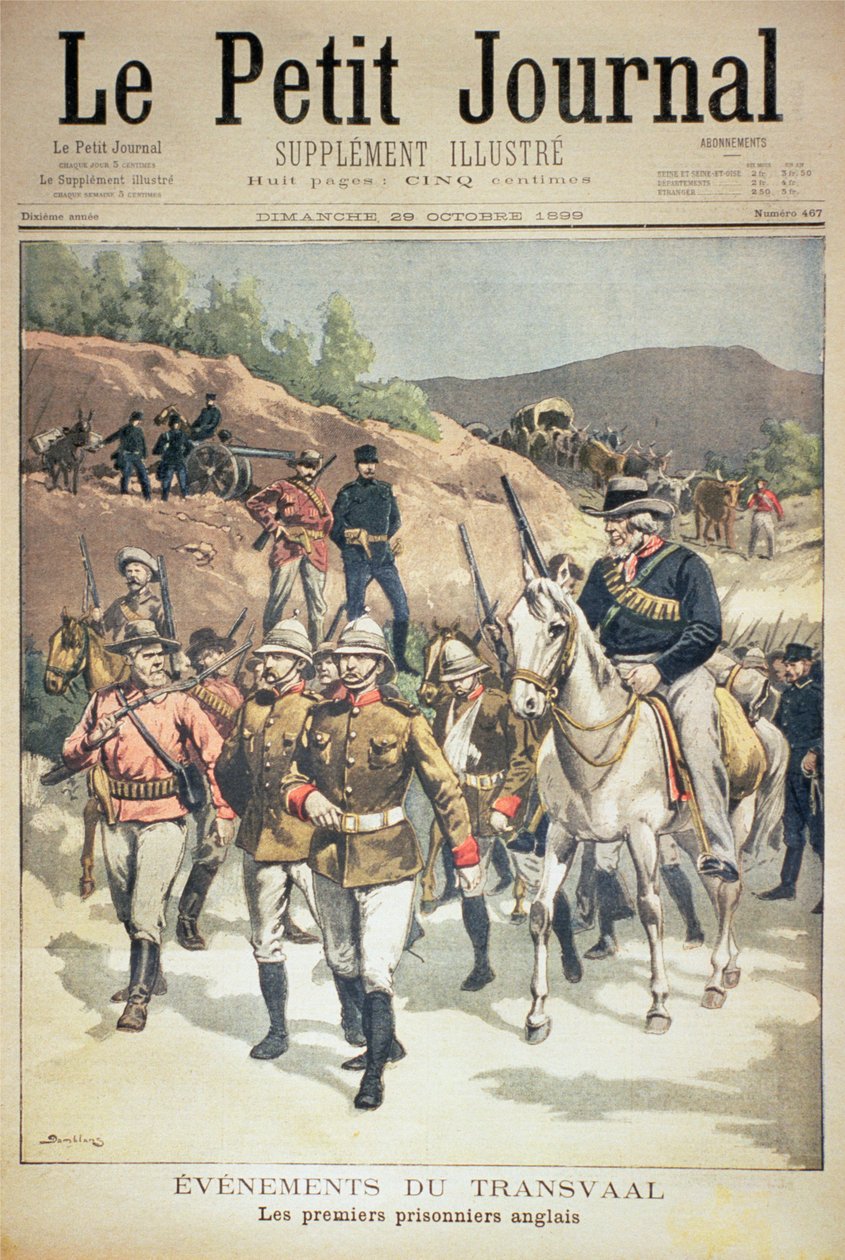 Események a Transvaalban: Az első angol foglyok, a Le Petit Journal címlapja, 1899. október 29. alkotó: Eugene Damblans