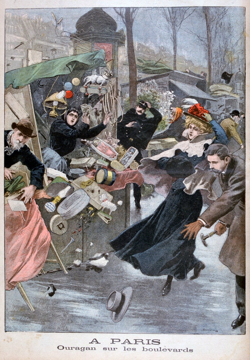 Hurrikán a körúton, Párizs, 1900 alkotó: Eugene Damblans