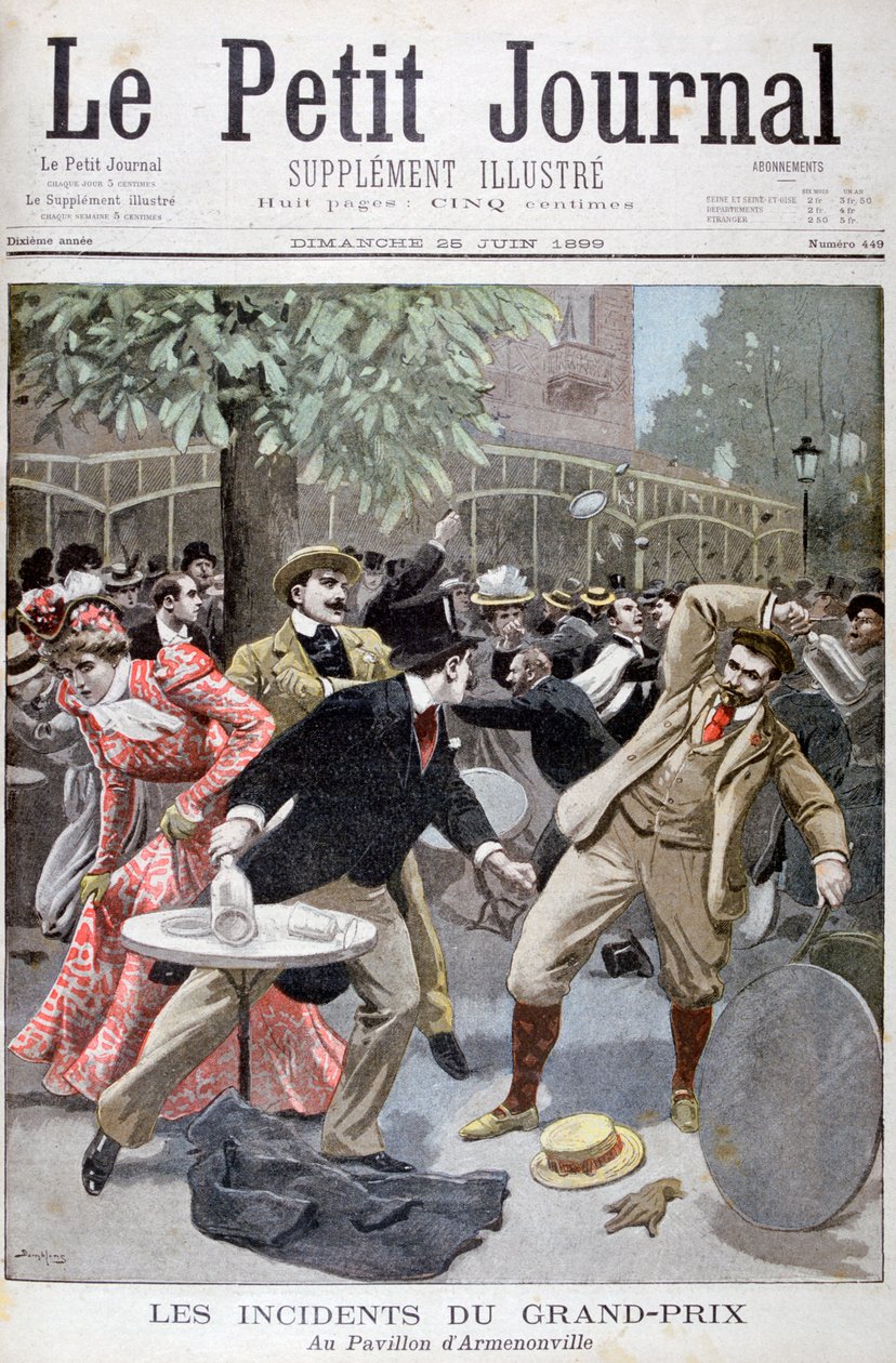 Incidens a Grand Prix-n, Pavillion dArmenonville, Franciaország, 1899. alkotó: Eugene Damblans