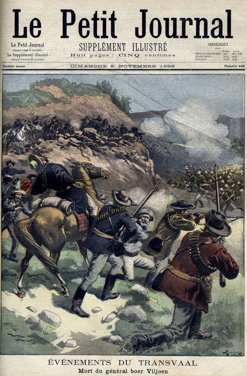 Dél-Afrika – búr háború. Boer Viljoen tábornok halála. Damblanok rajza. Le Petite Journal, november 5 alkotó: Eugene Damblans