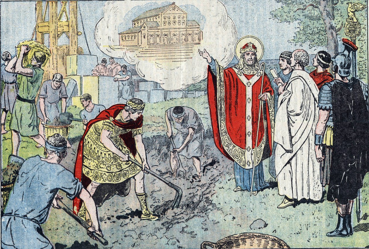 I. Konstantin római császár (272-337), miután Szent Szilveszter pápa megkeresztelkedett, elhatározta, hogy Lateránban felépíti a Szent Megváltó-bazilikát (ma Lateráni Szent János, San Giovanni in Laterano), amelyet 324-ben szenteltek fel, ill. tizenkét kos alkotó: Eugene Damblans