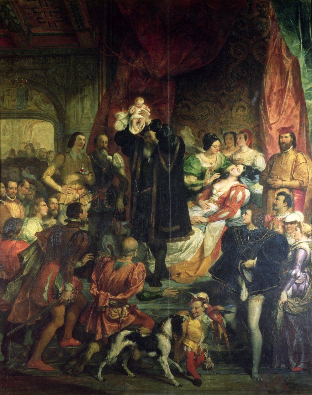 IV. Henrik (1553-1610) születése a paui várban, 1553. december 13., 1827. alkotó: Eugene Deveria