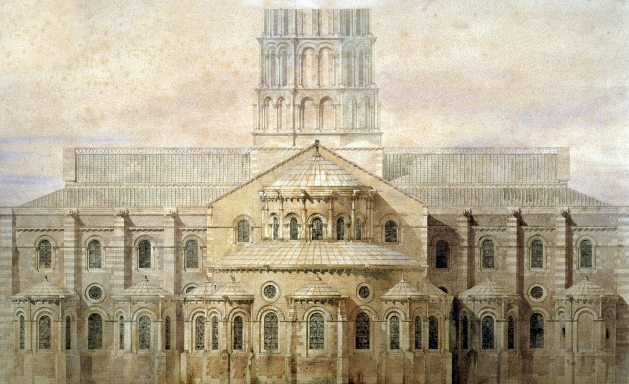 Saint Sernin bazilika, apszis, Toulouse, 1845 körül (illusztráció) alkotó: Eugene Emmanuel (after) Viollet le Duc