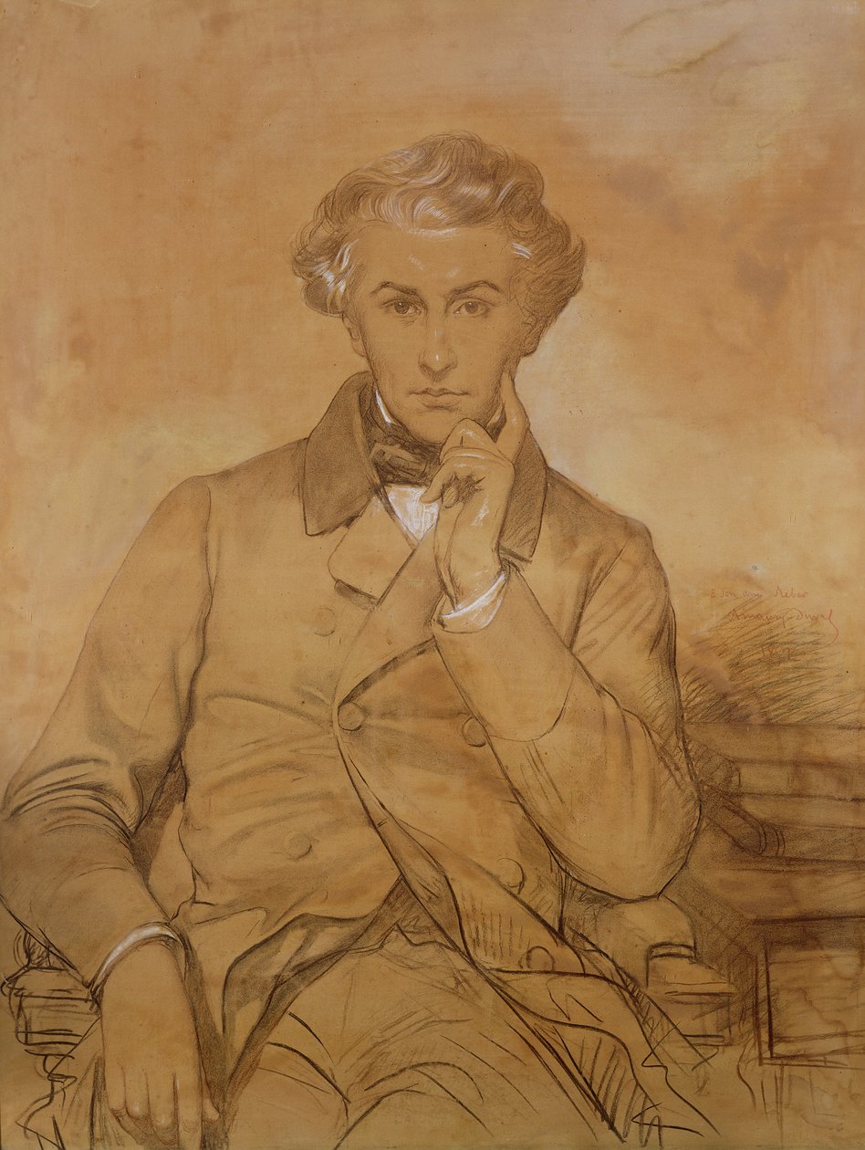 Henri Reber (1807-80) portréja (ceruza és fehér kréta papíron) alkotó: Eugene Emmanuel Amaury Duval