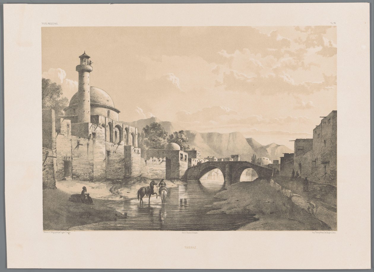 Saheb-ol Amr mecset Tebrizben Tabriz (cím az objektumon) Perzsa tájak (sorozat címe) Perse modern (sorozat címe) alkotó: Eugene Flandin